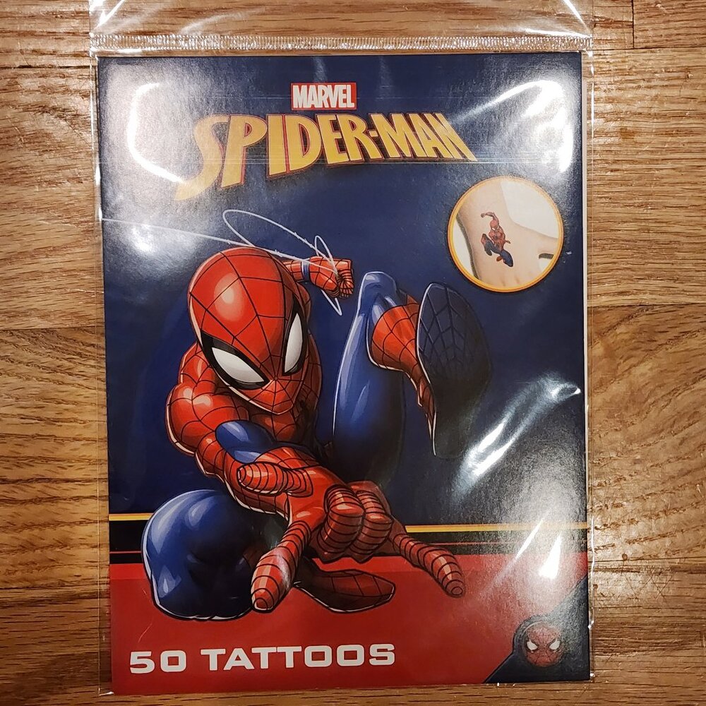 Spiderman 50 temporary tattoos NEW